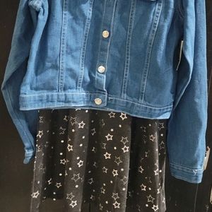 Girls size 14/16 A-Line Dress with Jean Jacket. NWT